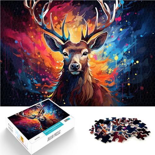 1000-teiliges Puzzle für Erwachsene mit Hirschmalerei, Spielzeug, Denkspiel, Weihnachtswunschliste mit Weihnachtsmann,38x52cm, für Jugendliche ab 14 Jahren von SYUNFEI