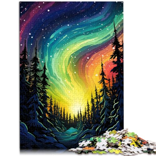 Puzzle für Erwachsene, 1000 Teile, Aurora Borealis, Stressabbau, mit passendem Poster und Quizblatt, 26x38cm, geeignet für Kinder und Jugendliche ab 14 Jahren von SYUNFEI