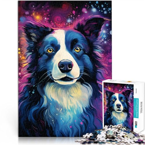 Puzzle für Erwachsene, 1000 Teile, Border-Collie-Hunde-Quizspiel, Herausforderung für die Gehirnintelligenz, süchtig machendes Spielzeug, 50 x 75 cm, für Teenager ab 14 Jahren von SYUNFEI