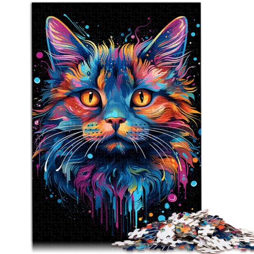 Puzzle für Erwachsene, 1000 Teile, Fantasieblumen und Katzen, Stressabbau,38x52cm, für Jugendliche ab 14 Jahren von SYUNFEI