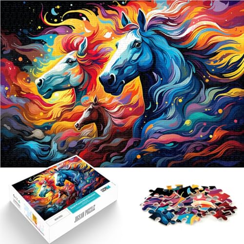 1000-teiliges Puzzle für Erwachsene, Feuerpferd, Familienunterhaltungsspielzeug, einzigartige Geburtstags, 14,96 x 20,47 Zoll von SYUNFEI
