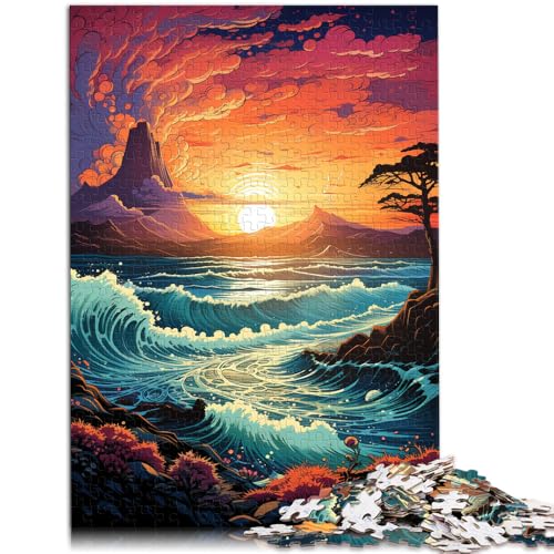 1000-teiliges Puzzle für Erwachsene, Fantasiestrand bei Sonnenuntergang, Familienunterhaltungsspielzeug, geeignet für Paare, 50 x 75 cm, von SYUNFEI