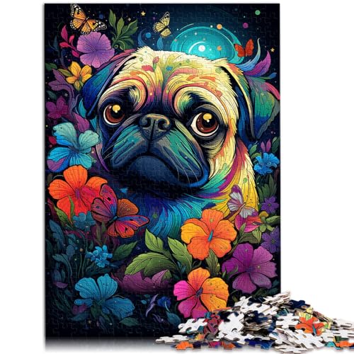 1000-teiliges Puzzle für Erwachsene, Mops-Gemälde, Heimdekoration, Eltern-Kind-Interaktion,38x52cm, für Teenager ab 14 Jahren von SYUNFEI