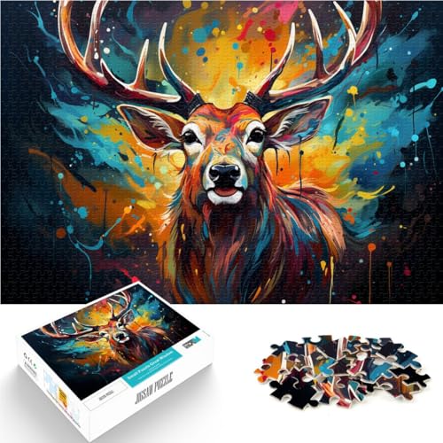 1000-teiliges Puzzle für Erwachsene, Hirsch, Lernspielzeug, Weihnachtswunschliste mit Weihnachtsmann,50x75cm, für Teenager ab 14 Jahren von SYUNFEI