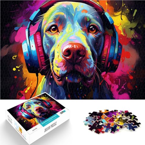2000-teiliges Puzzle für Erwachsene, Hund hört Musik, anspruchsvolles Spielspielzeug, tolles Geschenk für Spiele, 27,56 x 39,37 Zoll, für Teenager ab 14 Jahren von SYUNFEI