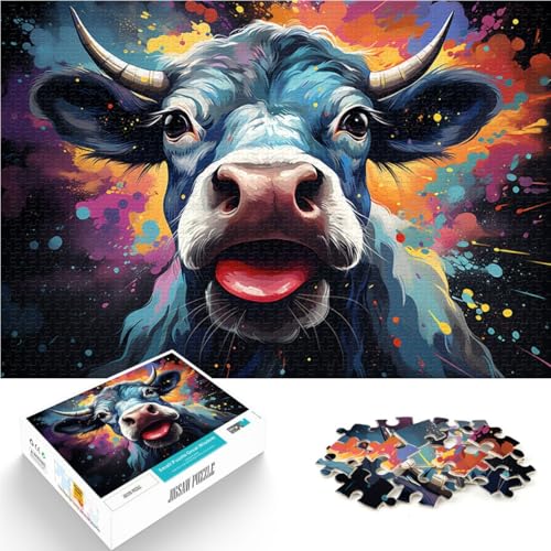 Puzzle für Erwachsene und Kinder, Kuhkunst malen, 1000 Teile, Puzzle für Erwachsene, 50 x 75 cm, Holzbrettpuzzle, pädagogisches Spielzeug zum Stressabbau Puzzle für Erwachsene und Kinder, Kuhkunst malen, 1000 Teile, Puzzle für Erwachsene, 50 x 75 cm, Holzbrettpuzzle, pädagogisches Spielzeug zum Stressabbau von SYUNFEI