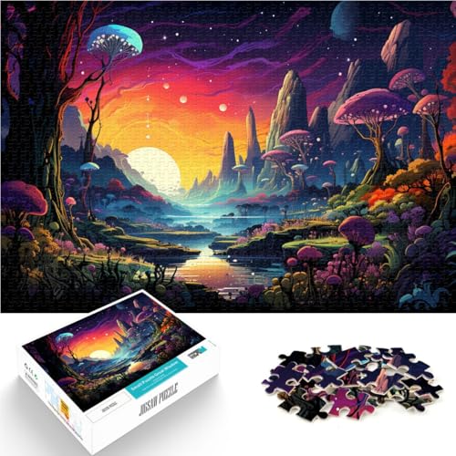 Puzzle für Erwachsene, 1000 Teile, farbenfrohe Neonlandschaft, anspruchsvolles Spielspielzeug, stärkt die Liebe zwischen Paaren, 26x38cm von SYUNFEI