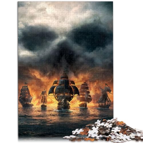 Puzzle Erwachsene 1000 Teile Piratenschiff DIY Puzzle Spielzeug Helfen Sie dem Gehirn, süchtig machendes Spielzeug zu trainieren, um Geduld zu fördern 10,27 Zoll x 14,96 Zoll von SYUNFEI