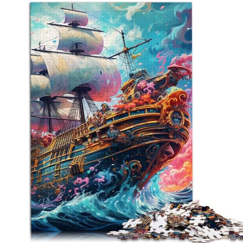 2000-teiliges Puzzle für Erwachsene, buntes Piratenschiff-Spiel, Spielzeug, Lernspiel für Geburtstag, Weihnachten, 27,56 x 39,37 Zoll von SYUNFEI