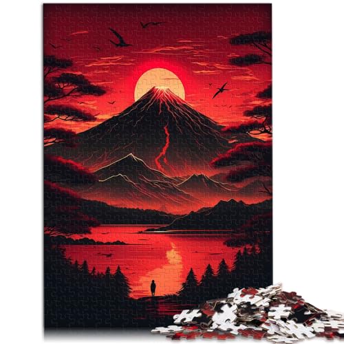 Puzzle für Erwachsene, 1000 Teile, Roter Sonnenuntergang über dem Berg Fuji, Unmögliches Puzzle-Angebot als Geschenk für die ganze Familie, 14,96 Zoll x 20,47 Zoll von SYUNFEI
