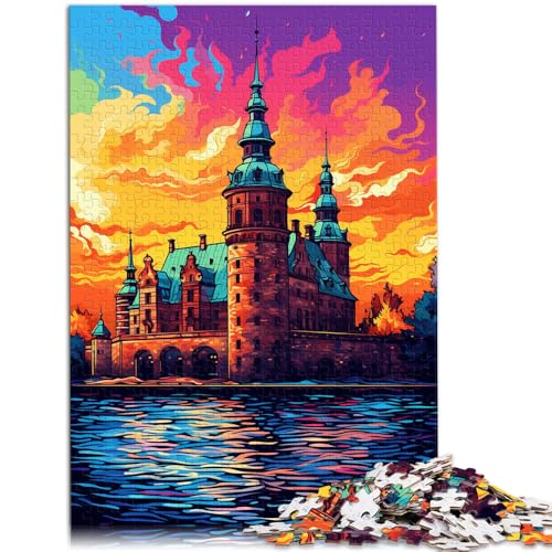 Puzzle für Erwachsene, 1000 Teile, Das Schloss Frederiksborg, anspruchsvolles Spiel, Geschenke für Freunde und Familie, 26x38cm von SYUNFEI