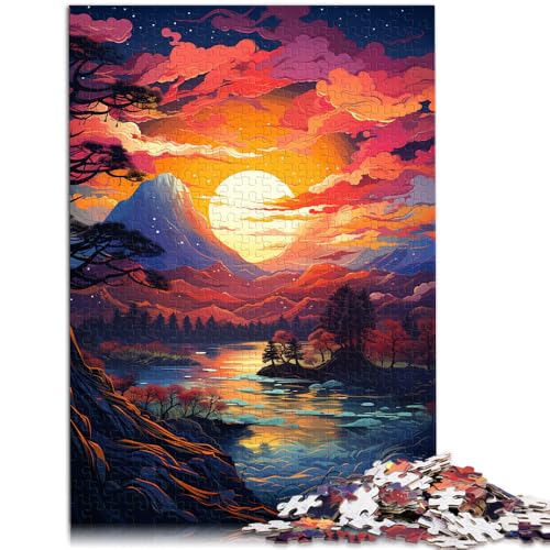 Puzzle 1000 Teile für Erwachsene, Sonnenuntergang am Berg Fuji, Lernspiel für Geburtstag, Weihnachten, 10,27 Zoll x 14,96 Zoll von SYUNFEI