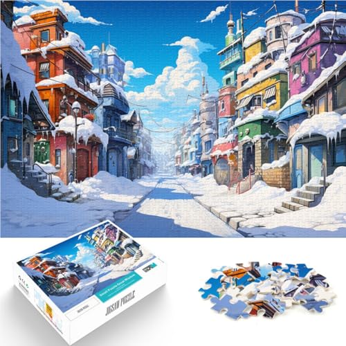 Puzzle für Erwachsene, 2000 Teile, Straßenszene im Schnee, zum Stressabbau, ganze Familie, 70 x 100 cm, für 14-Jährige von SYUNFEI