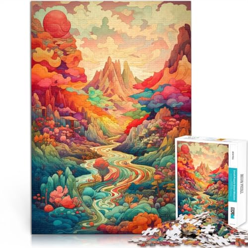 Puzzle für Erwachsene und Kinder, farbenfrohe absurde Landschaft, 1000 Teile, Puzzle für Erwachsene, 50 x 75 cm, Holzbrettpuzzle, anspruchsvolles Spiel von SYUNFEI