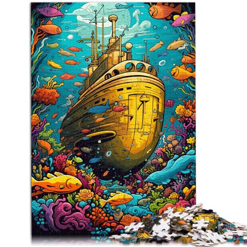 Puzzle für Erwachsene und Kinder, gelbes U-Boot, Puzzles für Erwachsene, 1000 Teile, 50 x 75 cm, Holzbrett-Puzzles für Erwachsene und Kinder, Lernpuzzle, Familienspiel von SYUNFEI