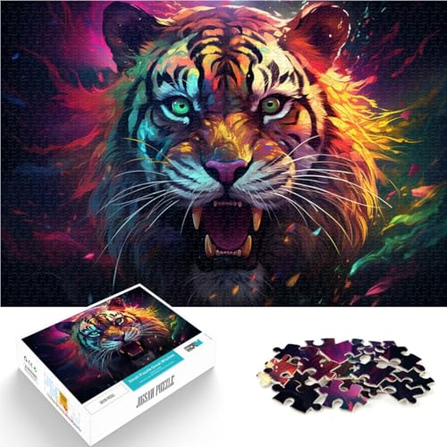 Puzzle für Erwachsene, 1000 Teile, farbenfrohes, künstlerisches Tiger-Familienspiel ganze Familie, 50 x 75 cm von SYUNFEI