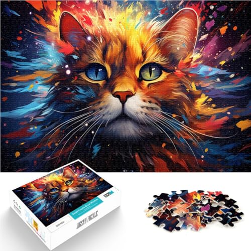 Puzzle für Erwachsene, 2000 Teile, Sternenhimmelkatze, anspruchsvolles Spielspielzeug mit passendem Poster und Quizblatt, 27,56 x 39,37 Zoll von SYUNFEI