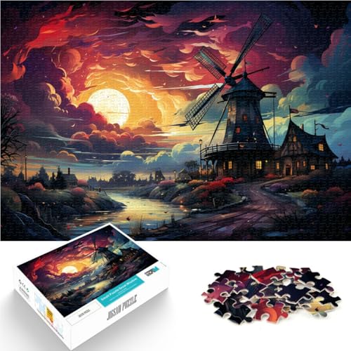 1000-teiliges Puzzle für Erwachsene, Holländische Windmühle, Lernspielzeug, 26x38cm, für Jugendliche ab 14 Jahren von SYUNFEI