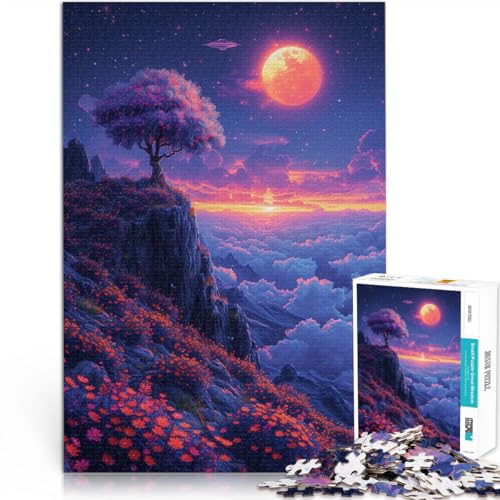 Puzzle für Erwachsene und Kinder Wolken und Blumen in den Bergen Lustige Puzzles für Erwachsene 1000 Teile 19.7 x29.5 ZollZoll Holzbrettpuzzle Lernspiele von SYUNFEI