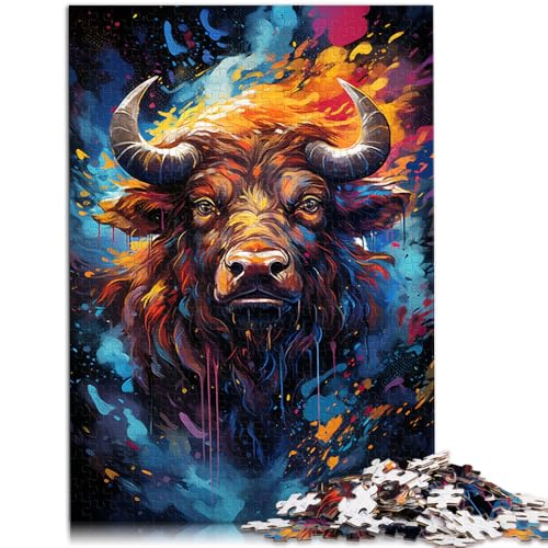 Puzzle für Erwachsene, 1000 Teile eines Büffel-Tuschegemäldes, Heimdekoration, Puzzle, 10,27 x 14,96 Zoll, EIN Kunstwerk Puzzle für Erwachsene, 1000 Teile eines Büffel-Tuschegemäldes, Heimdekoration, Puzzle, 10,27 x 14,96 Zoll, EIN Kunstwerk von SYUNFEI