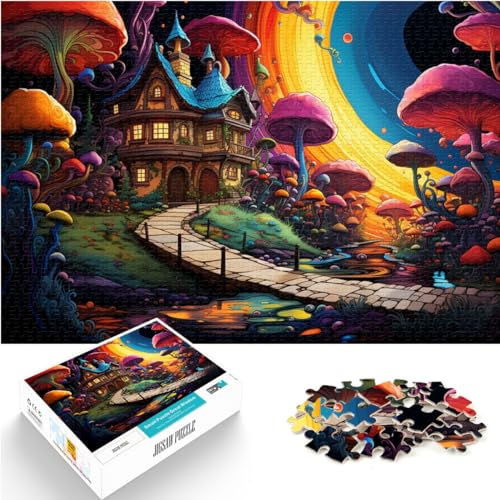Puzzle für Fantasie, farbenfrohes Pilzhaus, 300 Teile, Puzzle aus Holz, Spiele, Spielzeug, Geschenk ganze Familie und (26 x 38 cm) von SYUNFEI