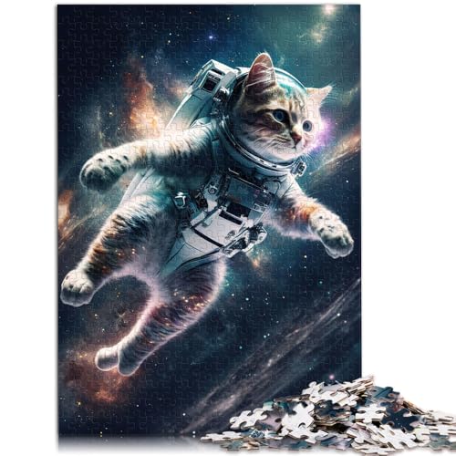 1000-teiliges Puzzle für Erwachsene, Astronautenkatze, Weltraum-Puzzle, Lernspiele, Lernspiel für Geburtstag, Weihnachten,38x52cm, für 14-Jährige von SYUNFEI