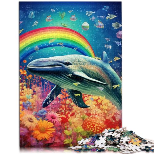 Puzzle 1000 Teile für Erwachsene, farbenfrohes Blauwal-Lernpuzzle, Weihnachtswunschliste mit Weihnachtsmann, 10,27 Zoll x 14,96 Zoll von SYUNFEI