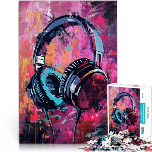 Puzzle 1000 Teile für Erwachsene Kopfhörer Malpuzzle Lernspiele Weihnachtswunschliste mit Weihnachtsmann 38 x 52 cm für 14-Jährige von SYUNFEI