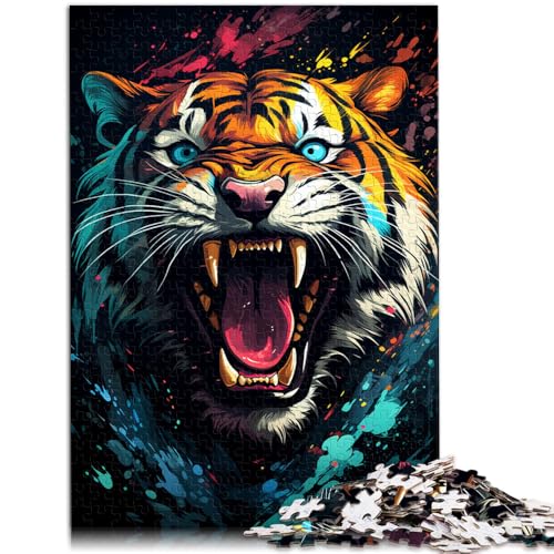 Puzzle 1000 Teile für Erwachsene, Wilder Feuertiger, Lernpuzzle, Geeignet als Schreibtischdekoration, 14,96 x 20,47 Zoll, für Jugendliche ab 14 Jahren von SYUNFEI