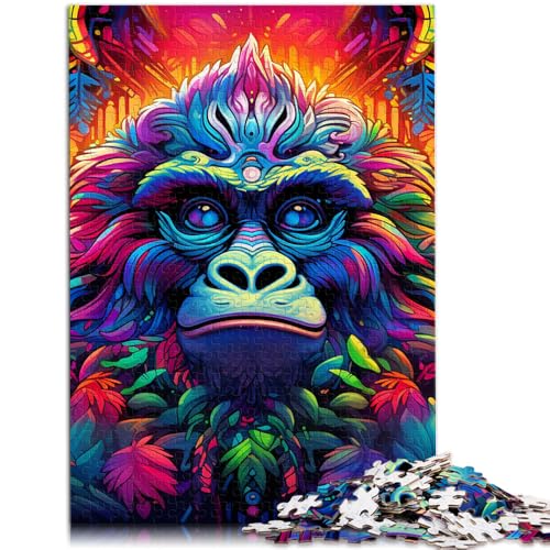 Puzzle 1000 Teile für Erwachsene Bunte Gorillas Denkspiel mit vollständig ineinander greifenden, zufällig geformten Teilen 10,27 Zoll x 14,96 Zoll von SYUNFEI