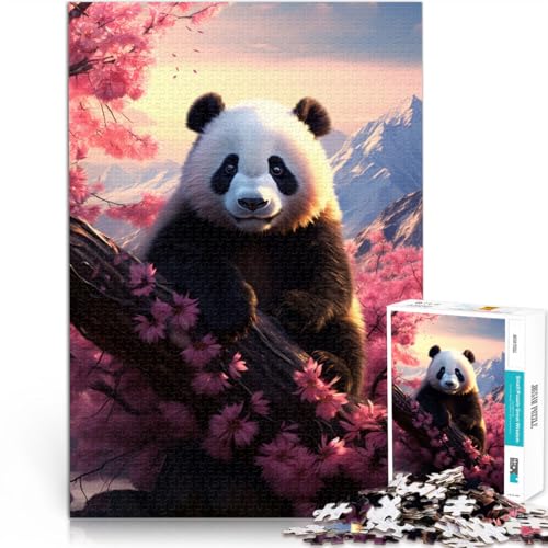 2000-teiliges Puzzle für Erwachsene, Kirschblüten- und Panda-Puzzle, Lernspiele, Lernspiel für Geburtstag, Weihnachten, 27,56 x 39,37 Zoll von SYUNFEI