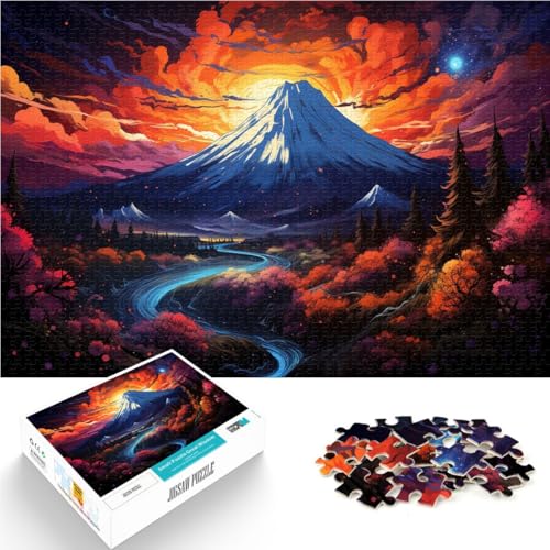 1000-teiliges Puzzle für Erwachsene, farbenfrohes Mount Fuji, Lernspiel, Herausforderungsspielzeug, Lernspiel für Geburtstag, Weihnachten, 14,96 x 20,47 Zoll von SYUNFEI