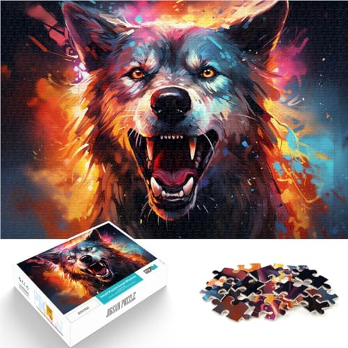 Puzzle 2000 Teile für Erwachsene, farbenfrohes Neon-Hunde-Denkspiel mit vollständig ineinander greifenden, zufällig geformten Teilen, 27,56 Zoll x 39,37 Zoll von SYUNFEI