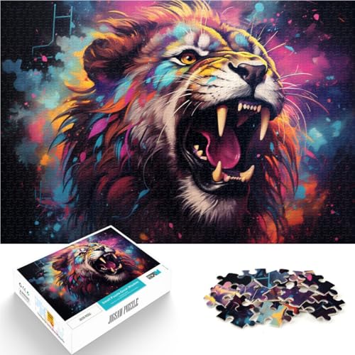 Puzzle 1000 Teile für Erwachsene, Bunter Neonlöwe, lustige Spiele, ganze Familie,38x52cm von SYUNFEI