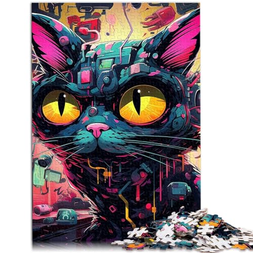 Puzzle für Erwachsene 1000 Teile Techno Cat Lernspiele Heimdekorationspuzzle 14,96 Zoll x 20,47 Zoll Familienspiel Stressabbau Schwieriges Herausforderungspuzzle von SYUNFEI