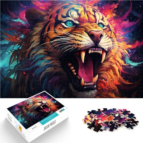 Puzzle 1000 Teile für Erwachsene, buntes Tiger-Puzzle, Lernspiele, perfekte Dekoration, 50 x 75 cm, für Teenager ab 14 Jahren von SYUNFEI
