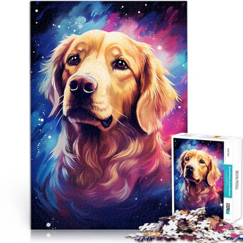 Puzzle 1000 Teile für Erwachsene, Cosmic Golden Retriever Denkspiel mit passendem Poster und Quizblatt, 50 x 75 cm, für 14-Jährige Puzzle 1000 Teile für Erwachsene, Cosmic Golden Retriever Denkspiel mit passendem Poster und Quizblatt, 50 x 75 cm, für 14-Jährige von SYUNFEI