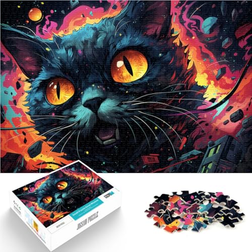 Puzzle 2000 Teile für Erwachsene, schöne Schwarze Katze, Puzzle, praktisches Spiel, tolles Geschenk für Spiele, 27,56 x 39,37 Zoll, für Teenager ab 14 Jahren von SYUNFEI