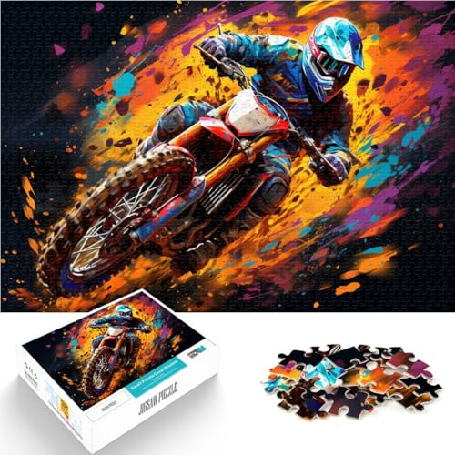 Puzzle 1000 Teile für Erwachsene, verrückter Motorradfahrer, für Wanddekoration, einzigartige Geburtstags, 50 x 75 cm von SYUNFEI