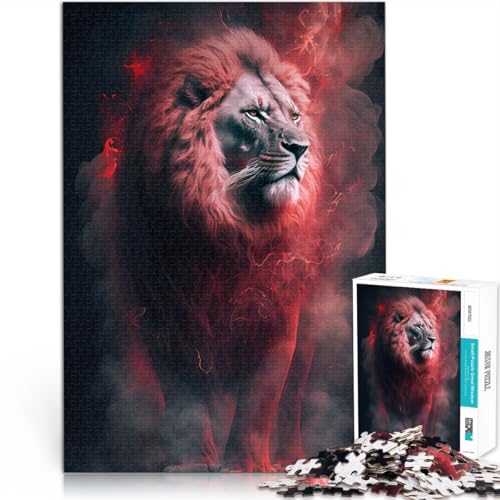 Puzzle 1000 Teile für Erwachsene Weißer Löwe Roter Rauch Puzzle Lernspiele Lernspiel für Geburtstag, Weihnachten 14,96 Zoll x 20,47 Zoll von SYUNFEI