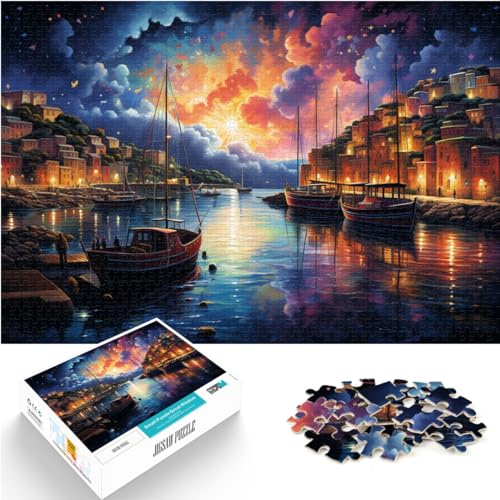 Puzzle für Puzzle, farbenfroher Psychedelischer Hafen von Dubrovnik, 300-teiliges Puzzle für Erwachsene, Holzpuzzle, Lernspielzeug, gutes Geschenk für (26 x 38 cm) von SYUNFEI