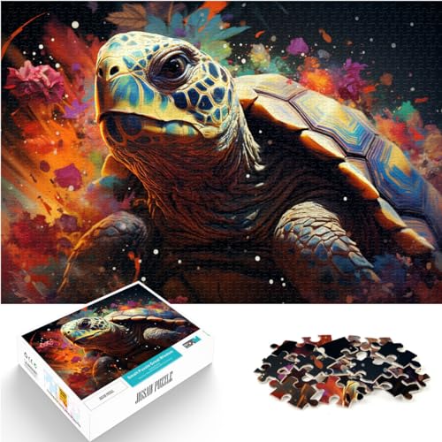 Puzzle für die farbenfrohe Psychedelia von Ukiyo-e-Schildkröten für Erwachsene, 300-teiliges Puzzle, Holzpuzzle, lustiges Geschenk, (26 x 38 cm) von SYUNFEI
