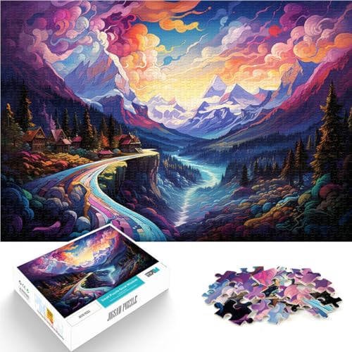 1000-teiliges Puzzle für Erwachsene, Bunte Berge, Lernspielzeug, Lernspiel für Geburtstag, Weihnachten, 19,7 x 29,5 Zoll von SYUNFEI