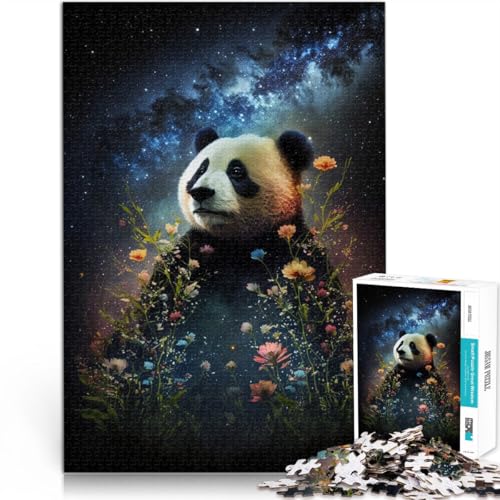 Puzzle 1000 Teile für Erwachsene Panda und Blumen Familienspaß Spiele ganze Familie 10,27 in x 14,96 in von SYUNFEI