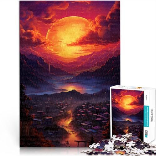 1000-teiliges Puzzle für Erwachsene, Sonnenuntergang über den Bäumen der Stadt, Denkspiel, Lernspiel für Geburtstag, Weihnachten,38x52cm, für 14-Jährige von SYUNFEI