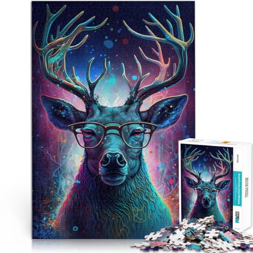 Puzzle für Erwachsene mit 1000 Teilen, kosmischer Hirsch mit Brille, Denkspiel, ganze Familie, 26x38cm Puzzle für Erwachsene mit 1000 Teilen, kosmischer Hirsch mit Brille, Denkspiel, ganze Familie, 26x38cm von SYUNFEI