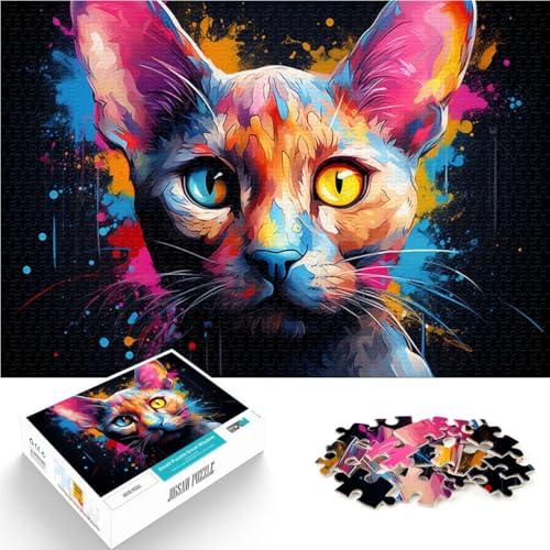 Puzzle für Erwachsene, 2000 Teile, buntes Sphynx-Katzen-Quizspiel, einzigartige Geburtstags, 27,56 x 39,37 Zoll, für Teenager ab 14 Jahren von SYUNFEI