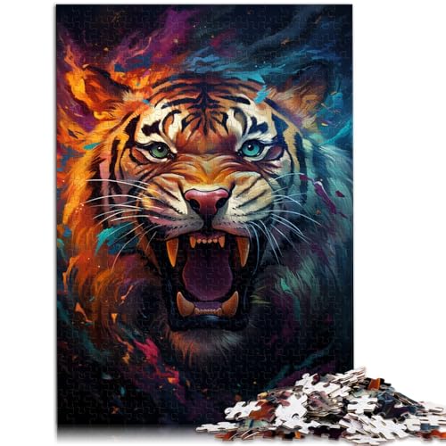 1000-teiliges Puzzle für Erwachsene, majestätisches Tigergemälde, Quizspiel, anspruchsvolles Puzzlespiel und Familienspiel, 50 x 75 cm, für Teenager ab 14 Jahren 1000-teiliges Puzzle für Erwachsene, majestätisches Tigergemälde, Quizspiel, anspruchsvolles Puzzlespiel und Familienspiel, 50 x 75 cm, für Teenager ab 14 Jahren von SYUNFEI