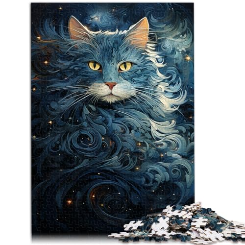 Puzzle zum Ausmalen, Galaxie-Katze, 500 Puzzles für Erwachsene, Holzpuzzle – anspruchsvolles Spiel, ganze Familie und (38 x 52 cm) von SYUNFEI