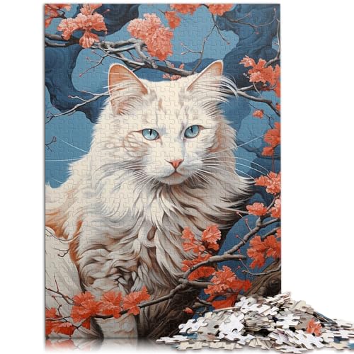 Puzzle zum Verschenken, Art Cat and The Puzzle, 300 Teile, für Erwachsene, Holzpuzzle zum Verschenken, anspruchsvoll, Aber unterhaltsam und humorvoll (26 x 38 cm) von SYUNFEI